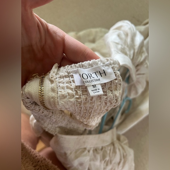 Chic Cream Checkered Midi Dress - Picture 5 of 6